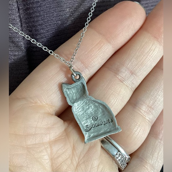 Spoontiques Pewter Cat Feline Pendant Charm Necklace - Picture 4 of 8